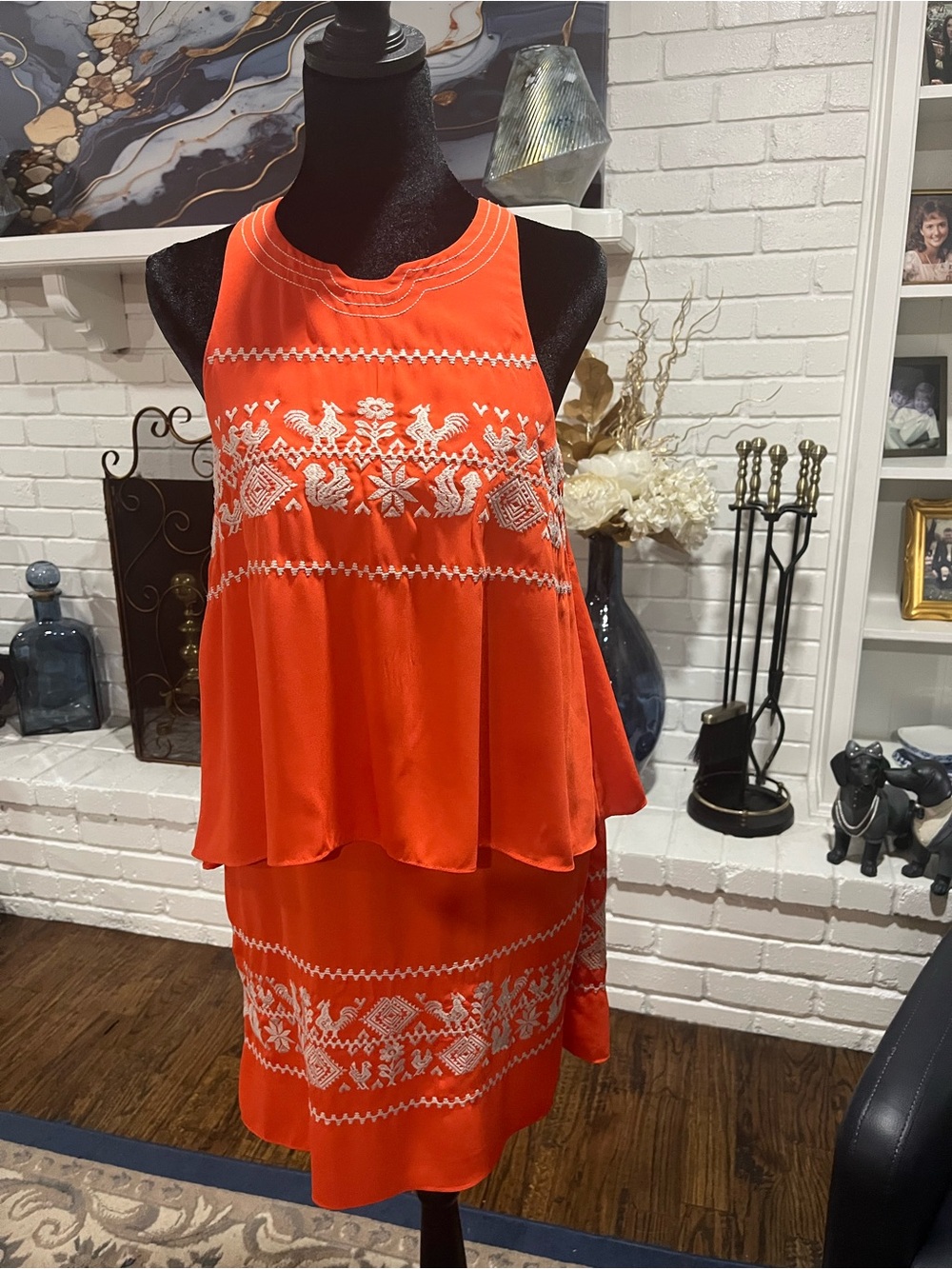 THML Orange Sleeveless Dress with Stitch Detail